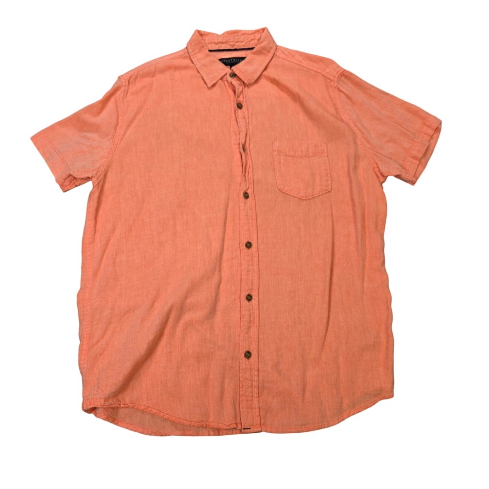 Aeropostale Button Down Shirt Men's Size M Coral Short Sleeve Cotton Casual